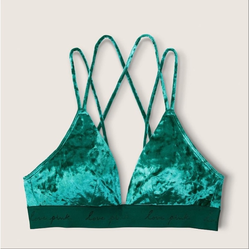 VICTORIA SECRET PINK VELVET TRIANGLE BRALETTE